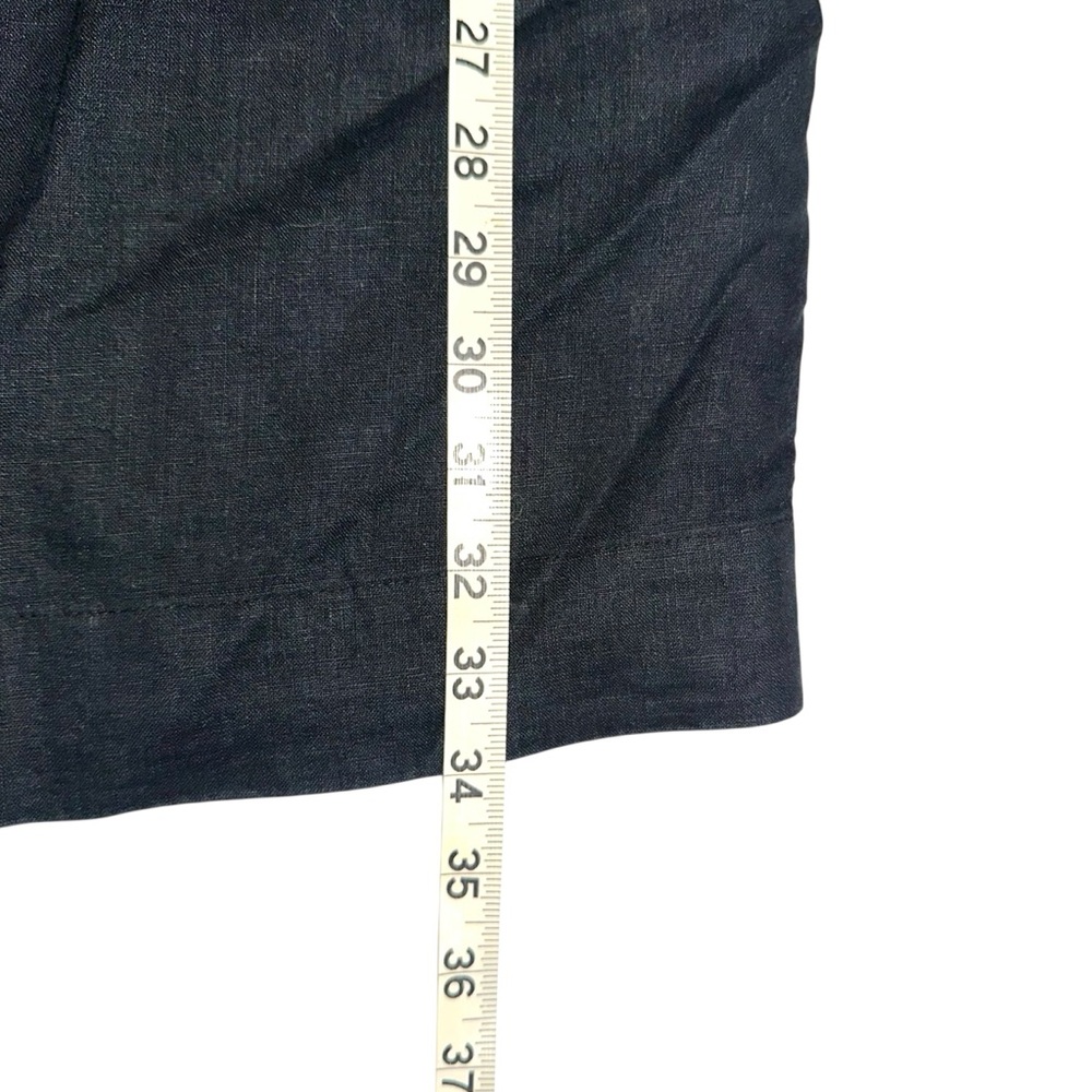 Quince Linen Short Sleeve Black Short Swing Dress with Pockets SMALL - Picture 7 of 7